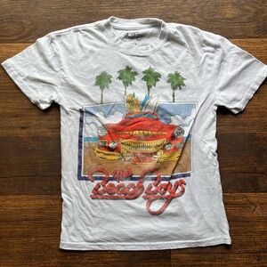 Men's Beach Boys T-Shirt White Logo S 1983 Tour 60s California Girls Hawaii Surf